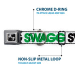 Dog Bone Seatbelt Buckle Collar - SWAGG White/Black/Green