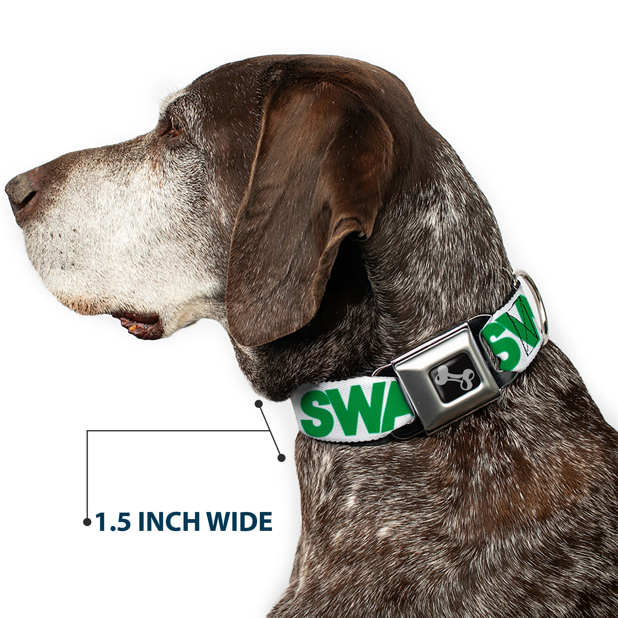 Dog Bone Seatbelt Buckle Collar - SWAGG White/Black/Green