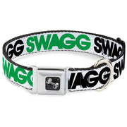 Dog Bone Seatbelt Buckle Collar - SWAGG White/Black/Green