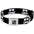 Load image into Gallery viewer, Dog Bone Seatbelt Buckle Collar - Sunglasses & Mustache Black/White
