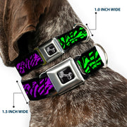 Dog Bone Seatbelt Buckle Collar - SWAGG Black/Zebra Multi Neon