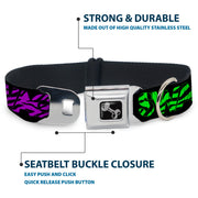 Dog Bone Seatbelt Buckle Collar - SWAGG Black/Zebra Multi Neon