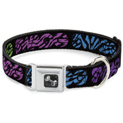 Dog Bone Seatbelt Buckle Collar - SWAGG Black/Zebra Multi Neon