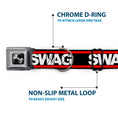 Load image into Gallery viewer, Dog Bone Seatbelt Buckle Collar - SWAGG Black/White/Red Stripe
