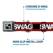 Dog Bone Seatbelt Buckle Collar - SWAGG Black/White/Red Stripe