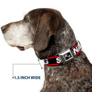 Dog Bone Seatbelt Buckle Collar - SWAGG Black/White/Red Stripe