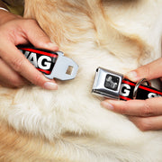 Dog Bone Seatbelt Buckle Collar - SWAGG Black/White/Red Stripe