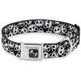 Load image into Gallery viewer, Dog Bone Seatbelt Buckle Collar - Scattered Panda Bear Cartoon2 Black/White
