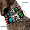 Load image into Gallery viewer, Dog Bone Seatbelt Buckle Collar - Skulls Black/Multi Color
