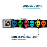 Dog Bone Seatbelt Buckle Collar - Skulls Black/Multi Color