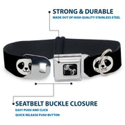 Dog Bone Seatbelt Buckle Collar - Smiling Panda Face Black/White