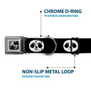 Dog Bone Seatbelt Buckle Collar - Smiling Panda Face Black/White