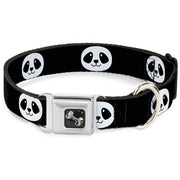 Dog Bone Seatbelt Buckle Collar - Smiling Panda Face Black/White