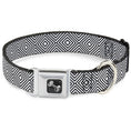 Load image into Gallery viewer, Dog Bone Seatbelt Buckle Collar - Square Lines White/Black
