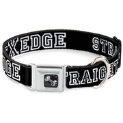 Dog Bone Seatbelt Buckle Collar - STRAIGHT EDGE Black/White