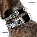 Load image into Gallery viewer, Dog Bone Seatbelt Buckle Collar - SWAG Black/Plaid X White/Gray
