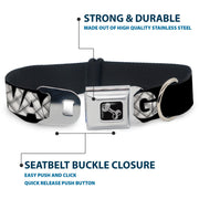 Dog Bone Seatbelt Buckle Collar - SWAG Black/Plaid X White/Gray