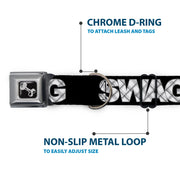 Dog Bone Seatbelt Buckle Collar - SWAG Black/Plaid X White/Gray