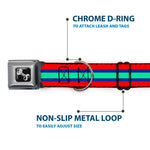 Dog Bone Seatbelt Buckle Collar - Stripes Red/Blue/Green