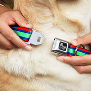 Dog Bone Seatbelt Buckle Collar - Stripes Red/Blue/Green