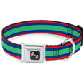 Load image into Gallery viewer, Dog Bone Seatbelt Buckle Collar - Stripes Red/Blue/Green
