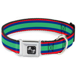 Dog Bone Seatbelt Buckle Collar - Stripes Red/Blue/Green