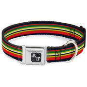 Dog Bone Seatbelt Buckle Collar - Stripes Navy/Red/Yellow/Black/White/Green