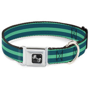 Dog Bone Seatbelt Buckle Collar - Stripes Pastel Green/Olive