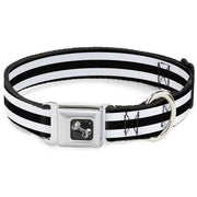 Dog Bone Seatbelt Buckle Collar - Stripes 3Black/2White