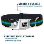 Dog Bone Seatbelt Buckle Collar - Stripes Brown/Green/Baby Blue