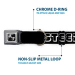 Dog Bone Seatbelt Buckle Collar - STEEZ 3-D Black/White