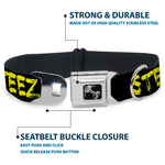 Dog Bone Seatbelt Buckle Collar - STEEZ Brushed Black/Yellow