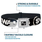 Dog Bone Seatbelt Buckle Collar - SWAG Black/White