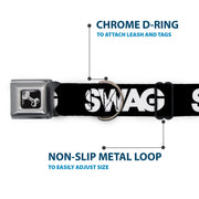 Dog Bone Seatbelt Buckle Collar - SWAG Black/White