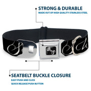 Dog Bone Seatbelt Buckle Collar - SWAG Script Black/White