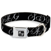 Dog Bone Seatbelt Buckle Collar - SWAG Script Black/White