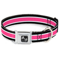 Load image into Gallery viewer, Dog Bone Seatbelt Buckle Collar - Stripes White/Black/White/Pink
