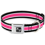 Dog Bone Seatbelt Buckle Collar - Stripes White/Black/White/Pink