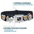 Load image into Gallery viewer, Dog Bone Seatbelt Buckle Collar - Sugar Skull Outline Black/Multi Color
