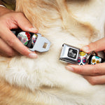 Dog Bone Seatbelt Buckle Collar - Sugar Skull Outline Black/Multi Color