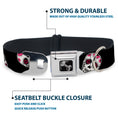 Load image into Gallery viewer, Dog Bone Seatbelt Buckle Collar - Sugar Skulls Scattered Black/White/Fuchsia
