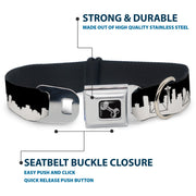 Dog Bone Seatbelt Buckle Collar - Seattle Solid Skyline Black/White