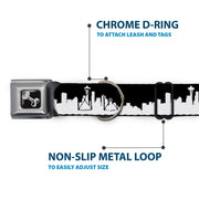 Dog Bone Seatbelt Buckle Collar - Seattle Solid Skyline Black/White