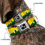 Dog Bone Seatbelt Buckle Collar - Seattle Skyline Yellow/Emerald Green