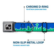 Dog Bone Seatbelt Buckle Collar - Seattle Skyline Blue/Green