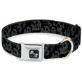 Load image into Gallery viewer, Dog Bone Seatbelt Buckle Collar - Skulls Stacked Weathered Black/Gray
