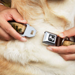 Dog Bone Seatbelt Buckle Collar - Surfboard Cali Scenes/US Flag Brown