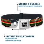 Dog Bone Seatbelt Buckle Collar - Stripe Transitions Black/Red/Green/Yellow