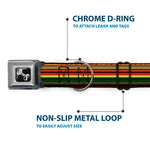 Dog Bone Seatbelt Buckle Collar - Stripe Transitions Black/Red/Green/Yellow