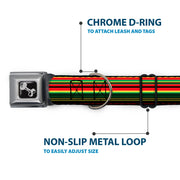 Dog Bone Seatbelt Buckle Collar - Stripe Transitions Black/Red/Green/Yellow